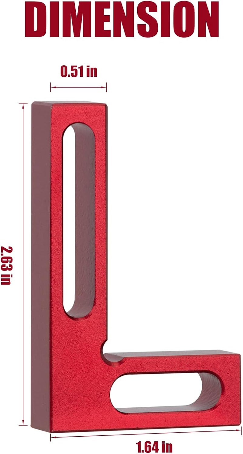 Eiahonen 90 Degree Mini Positioning Square, Premium Precision Woodworking Carpenter Corner Tool Right Angle Clamp, for Checking Edge of Carpenter Cutting Tool for Square (Red) - Image 2
